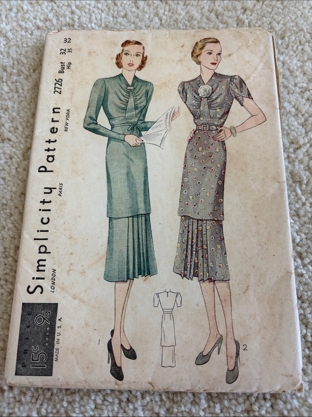Simplicity vintage Midi Dress Pattern - 32-inch bust